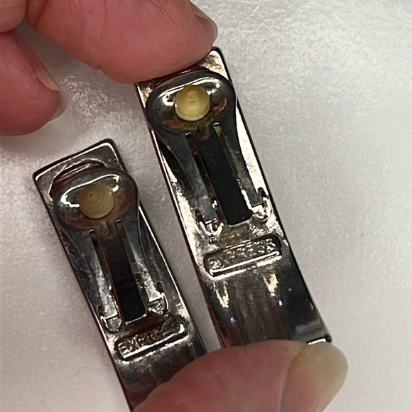 Express silver tone bar clip on earrings. - Picture 4 of 4
